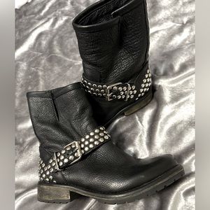 Steve Madden Black Studded Moto Boots
